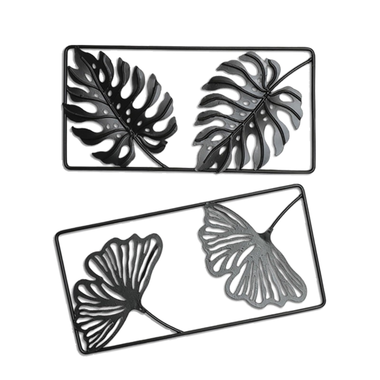 Elnwnnkc 2Pcs Modern Tropicals Leaves Iron Wall Art Rural Wall Hanging Decoration Home Decorative Accessories Artcrafts Decoration