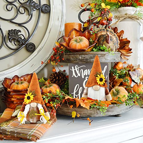 2 Stück Herbstdeko Wichtel Figuren Deko Herbst Dekoration Autumn Zuhause Elf Statue Tomte Urlaub Küche Gestuftes Tablett Party-Dekorationen – Bild 5