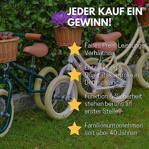 Bicicleta de correr sin pedales de estilo retro rosa con accesorios para niños 6