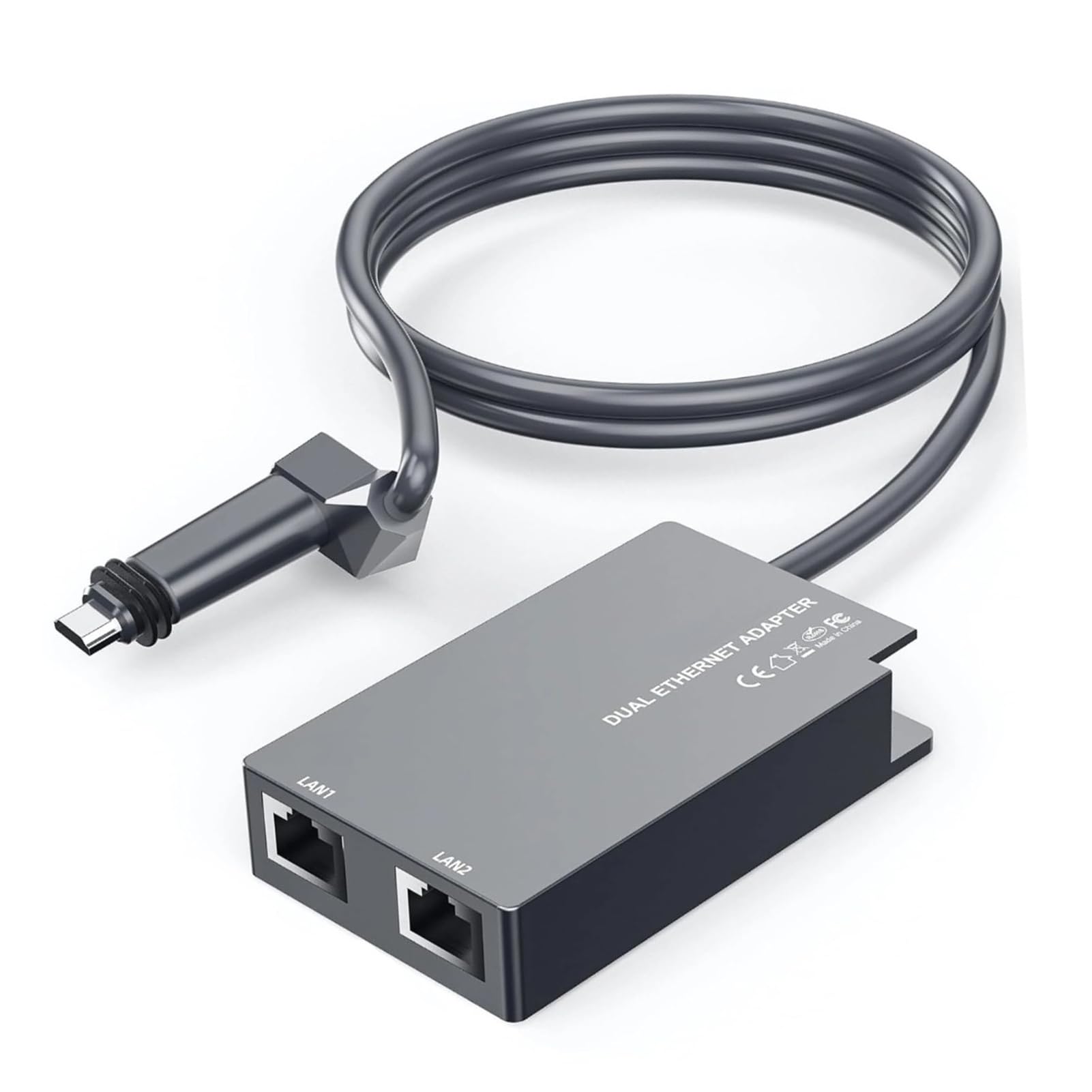 2-portowy Adapter Ethernet Gigabitowy Rozdzielacz LAN RJ45 z konfiguracją Plug & Play dla Routera i Połączenia Antenowego z Systemem Satelitarnym Gen 2 V2