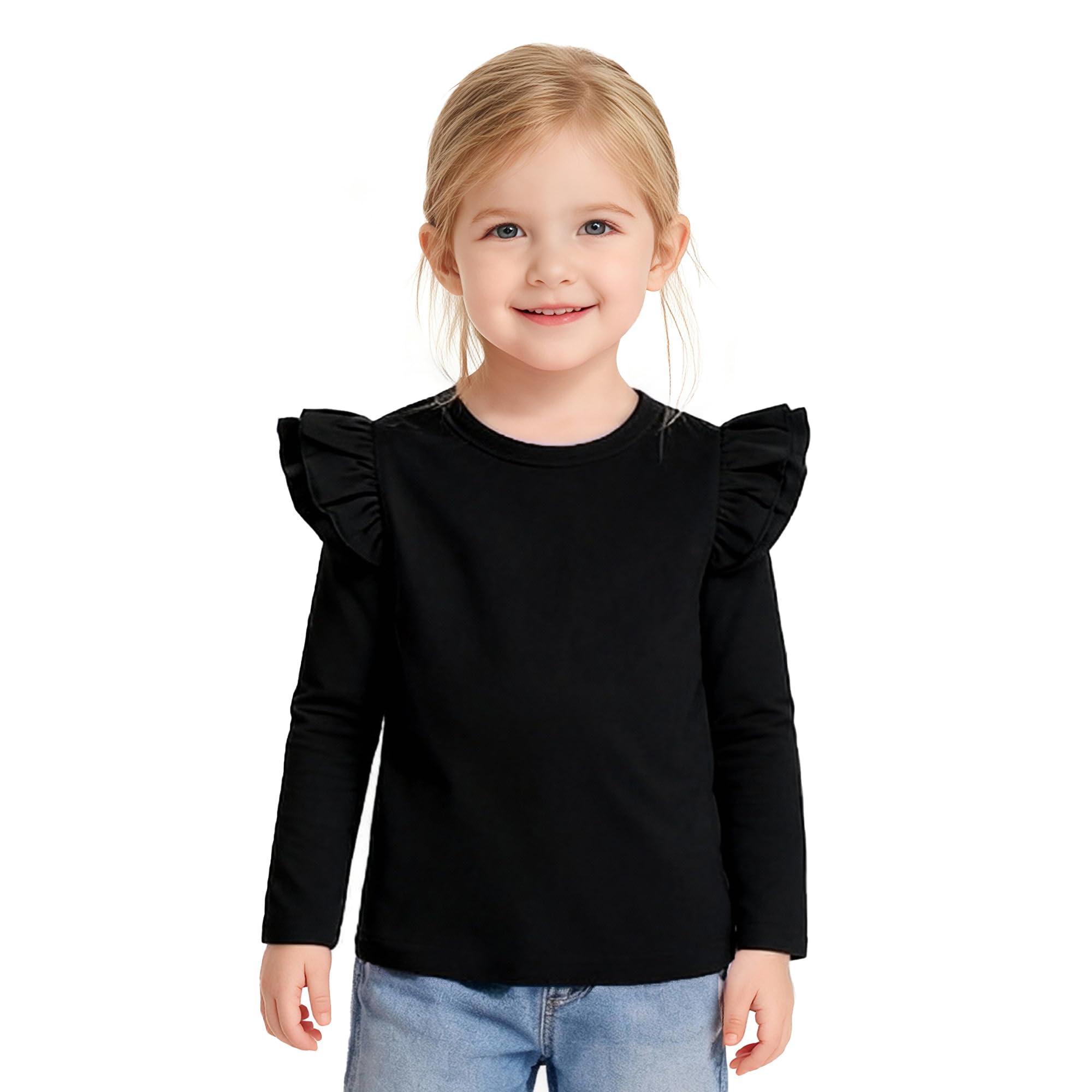 Toddler Baby Girls Solid Color Ruffle T Shirt