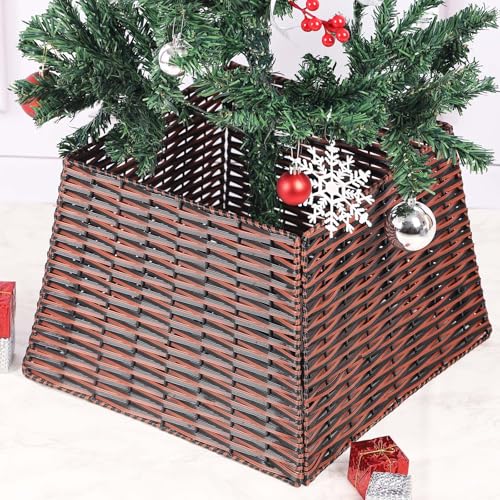 Vencer-224-Christmas-Tree-CollarPlastic-Rattan-Xmas-Tree-SkirtRustic-DecorationsTree-Skirt-Base-for-Christmas-Tree-DecorationsRedBlackCTS-RB007 Vencer 224 Christmas Tree CollarPlastic Rattan Xmas Tree SkirtRustic DecorationsTree Skirt Base for Christmas Tree DecorationsRedBlackCTS RB007