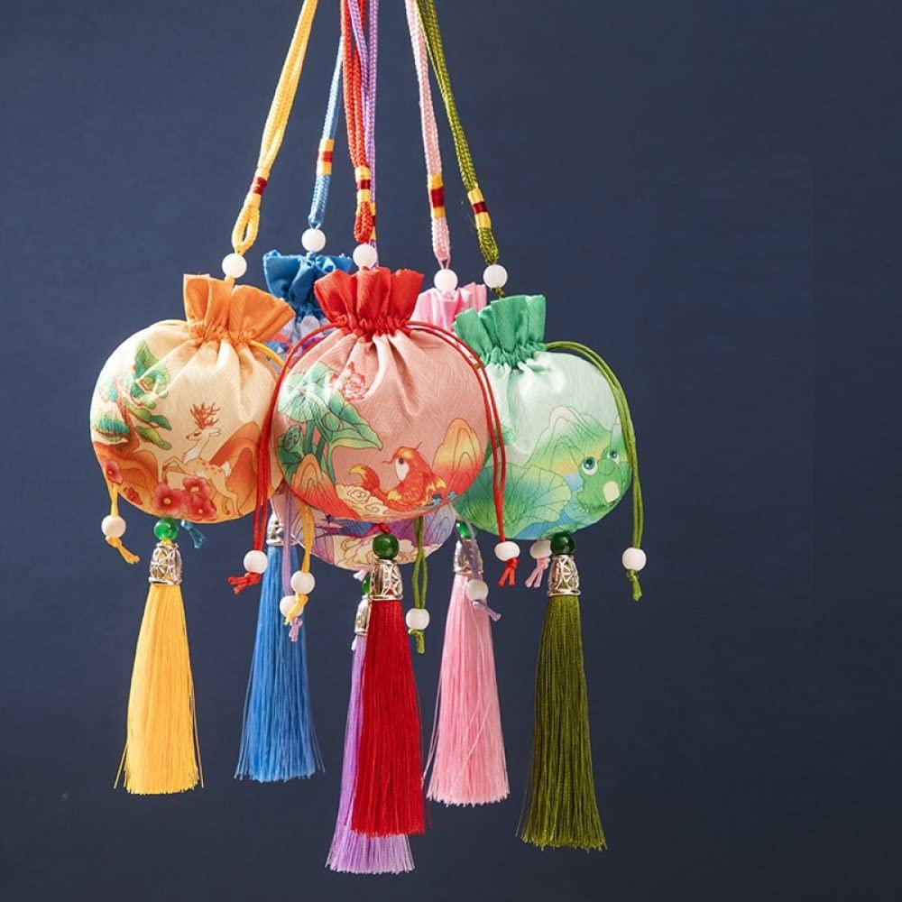 Amazon.co.jp: 巾着袋4個の小さなサシェバッグブロケードポーチ巾着