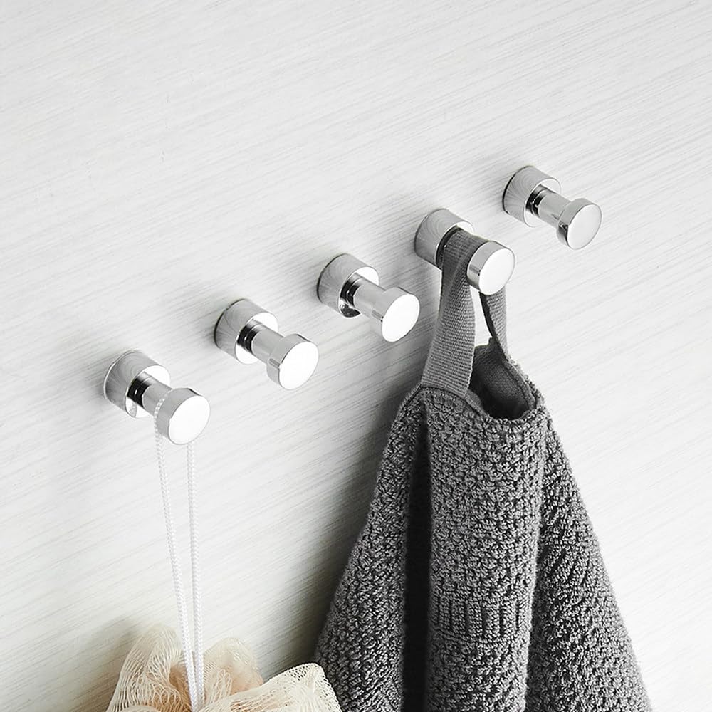 Ganchos para batas Percha para ropa de latón Decoración pequeña para el hogar Gancho para toallas a prueba de herrumbre Perchero para llaves Accesorios de baño, 5 piezas negro