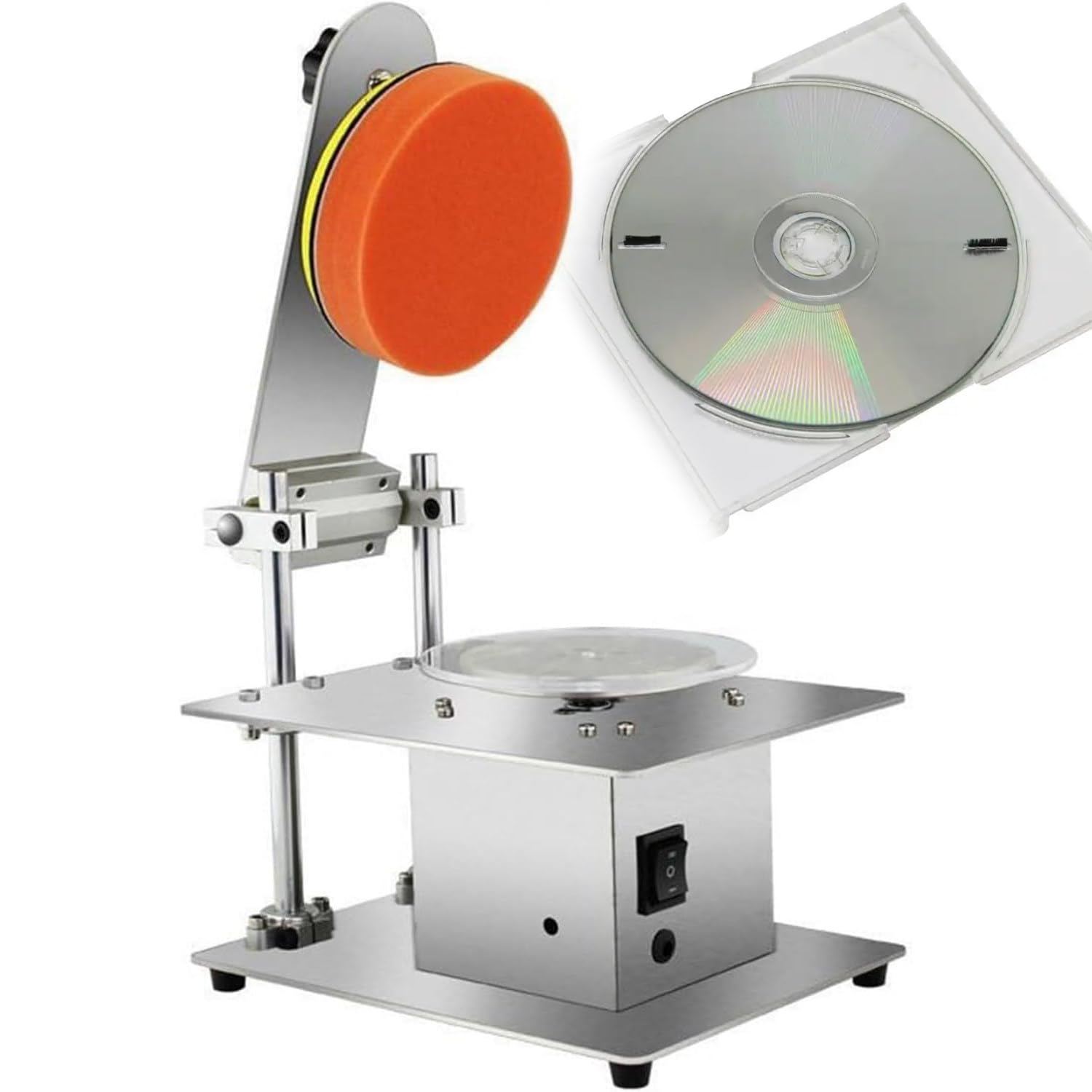 Macchina semiautomatica per la pulizia dei dischi, lucidatrice regolabile a 7 velocità 1000-6000 giri/min, tasso di riparazione elevato del 99% per la rimozione dei graffi di CD, DVD, VCD