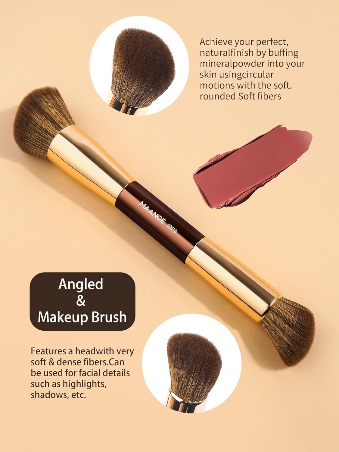 MAANGE Double-Ended Kabuki Makeup Brush Set
