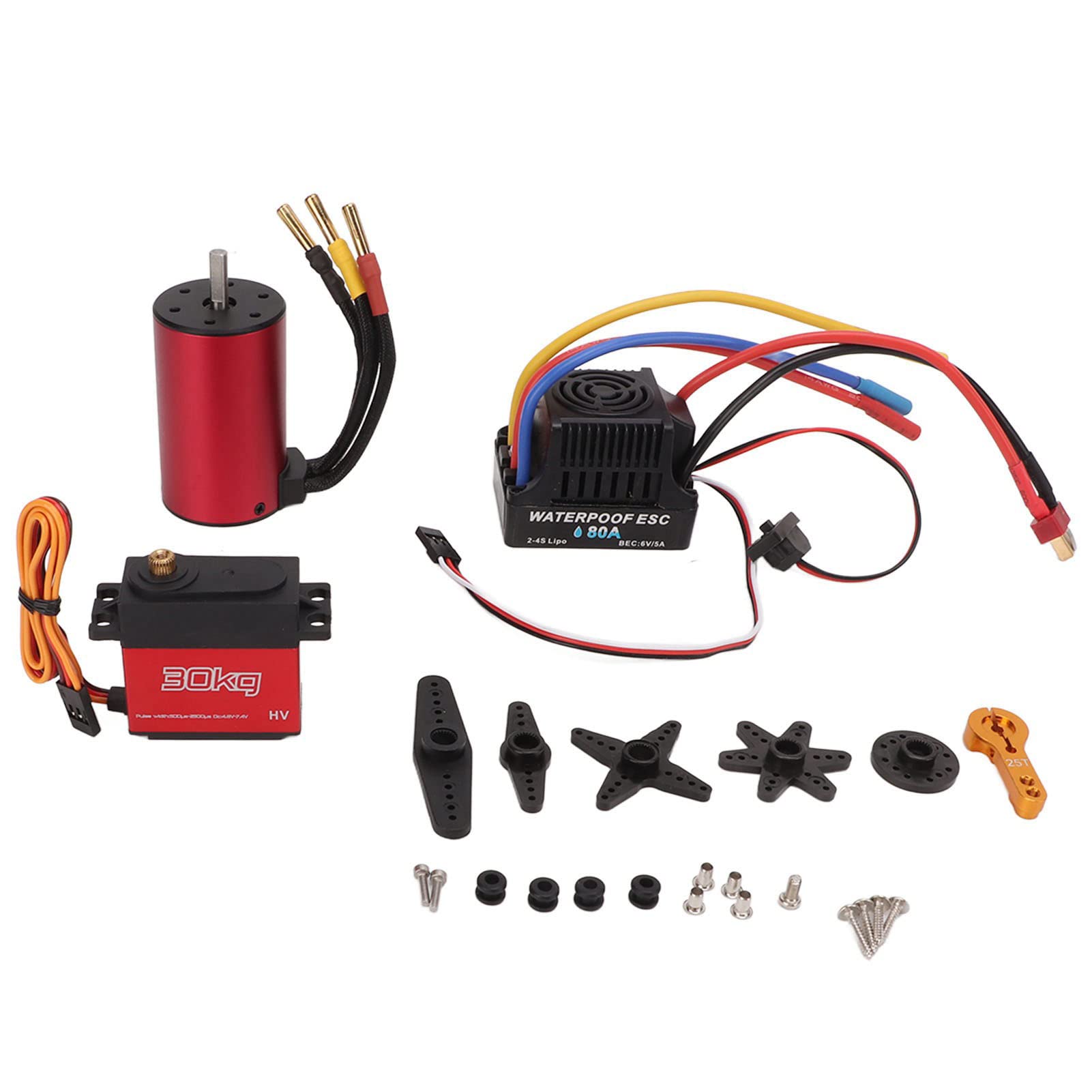 Zestaw bezszczotkowego silnika ESC 3300KV Bezszczotkowy silnik długa linia 80A ESC 30kg Zestaw serwo Combo dla 1/8 dla 1/10 RC Car