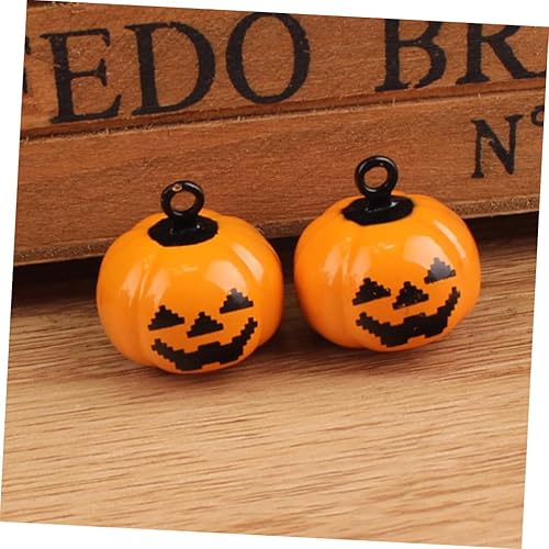 Miniatura 2 de balacoo Collar de calabaza para mascotas, 10 unidades de campanas de cobre para mascotas, forma de calabaza, seguro de liberación rápida para