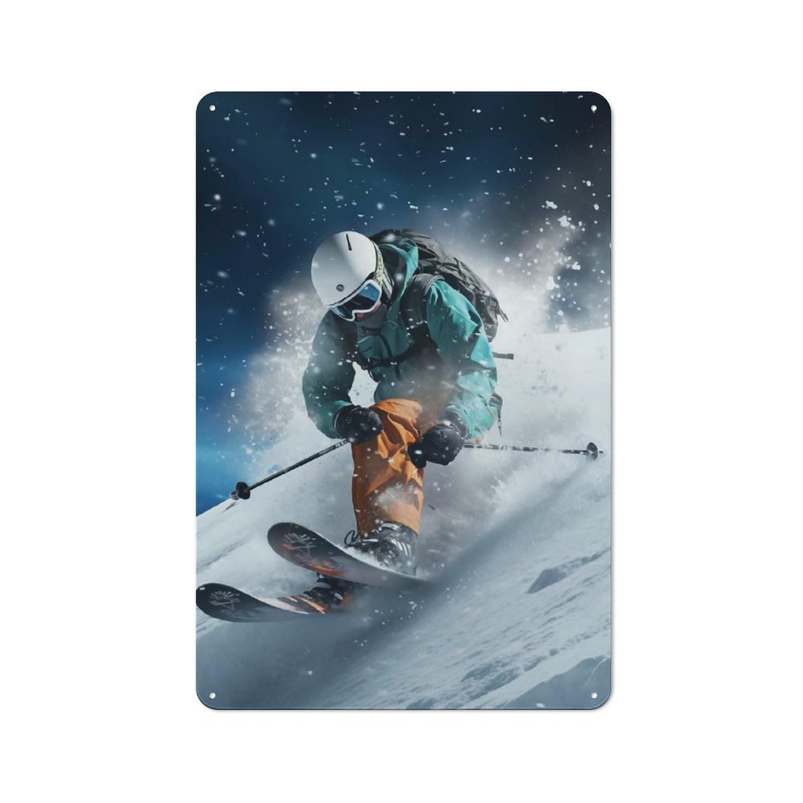 Junmoney Ski Rustic Tin Wall Plaque 30X20cm For Garage Or Workshop, For Home Interiors, Feature Walls And Decorative Displays