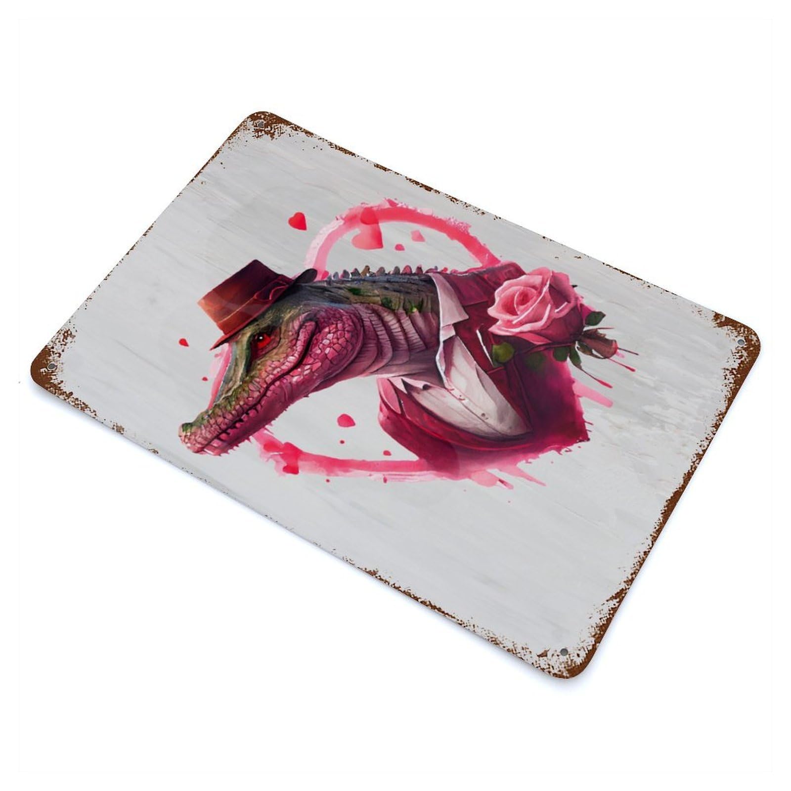 Vintage Rust Metal Sign Gangster Style Crocodile 11.8"x7.9", Decorative Metal Wall Art for Basement, Hobby Room And Garage Decor