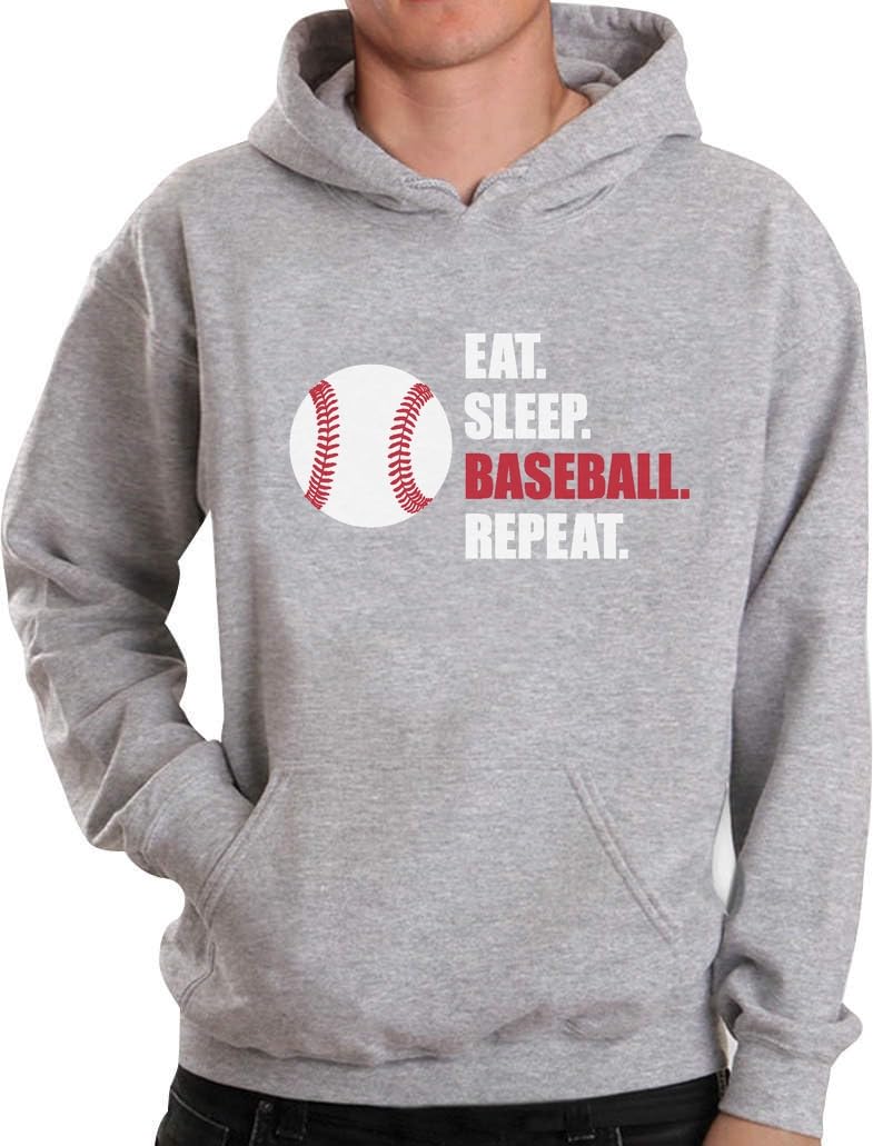 Tstars Eat Sleep Baseball Repeat Hoodie for Men Pullover Gift for Fans Coaches Players Game Day Apparel