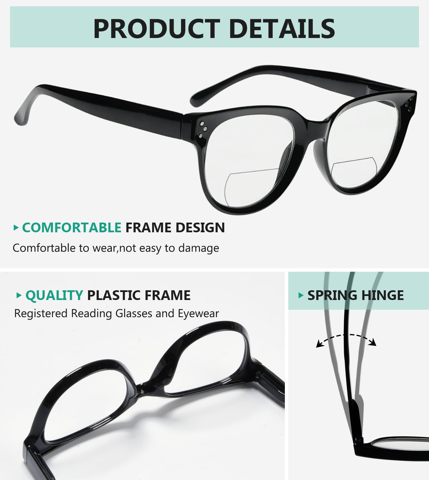 Eyekepper Bifocal Reading Glasses Women Stylish Bifocal Readers Clear Lens - Red +1.00, Red/Clear Lens - Image 4
