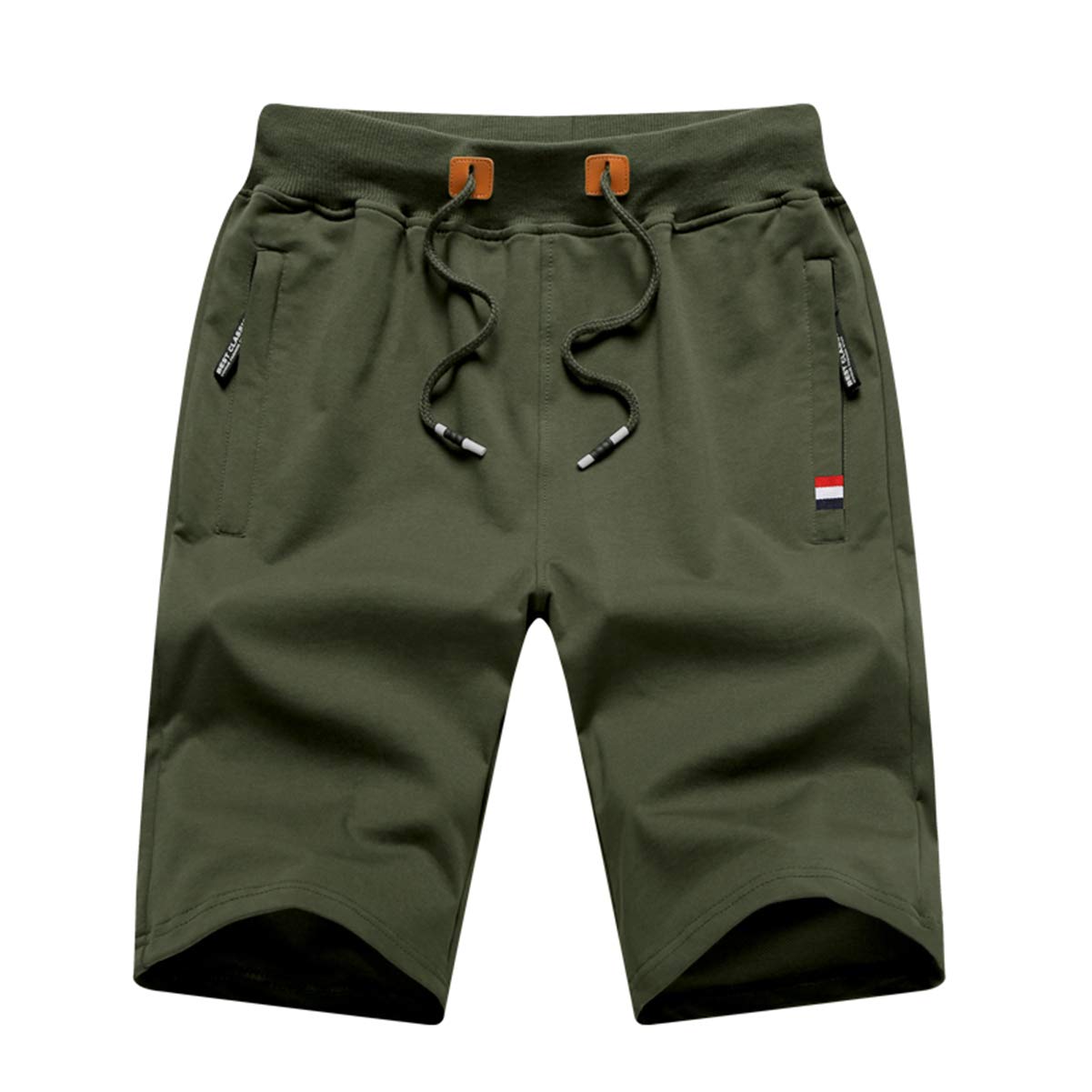 GUNLIRE Big Boy's Casual Shorts Summer Cotton Classic Fit Elastic Waist Shorts with Zipper Pockets