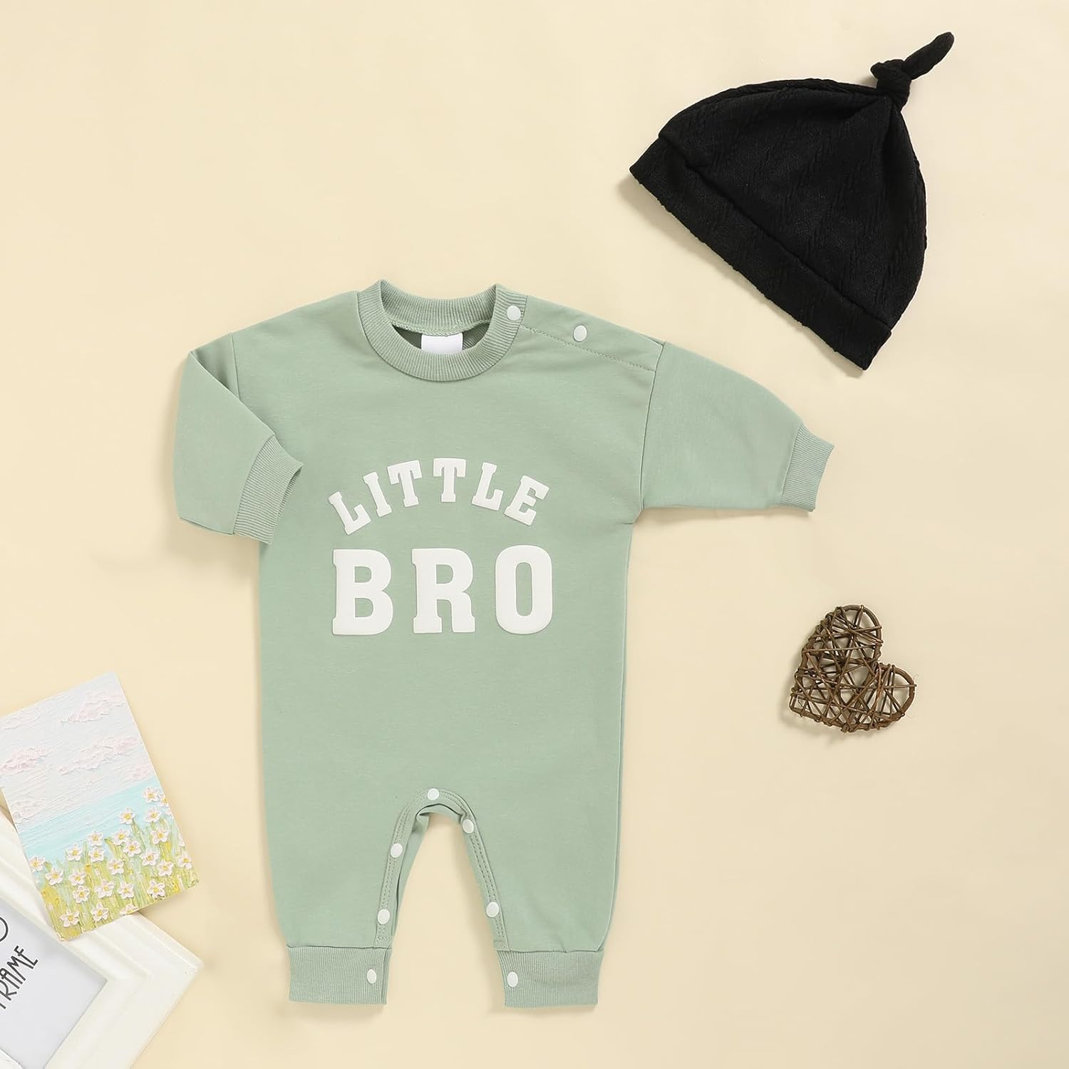 Sinhoon Baby Boy Outfits Little Brother Newborn Outfit Soft Cotton Romper Letter Print Coming Home Clothes with Hat - Image 4