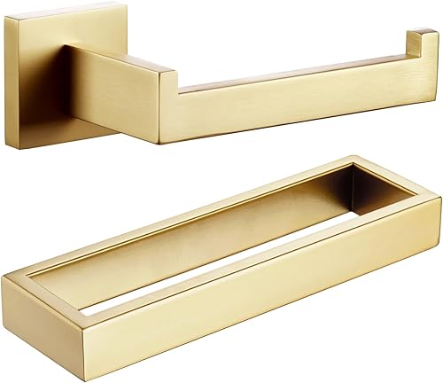 KOKOSIRI Soporte de papel higiénico Portarrollos Toallero Anillo Toalla de mano Soporte de toalla de 9 pulgadas Soporte de pared Oro cepillado