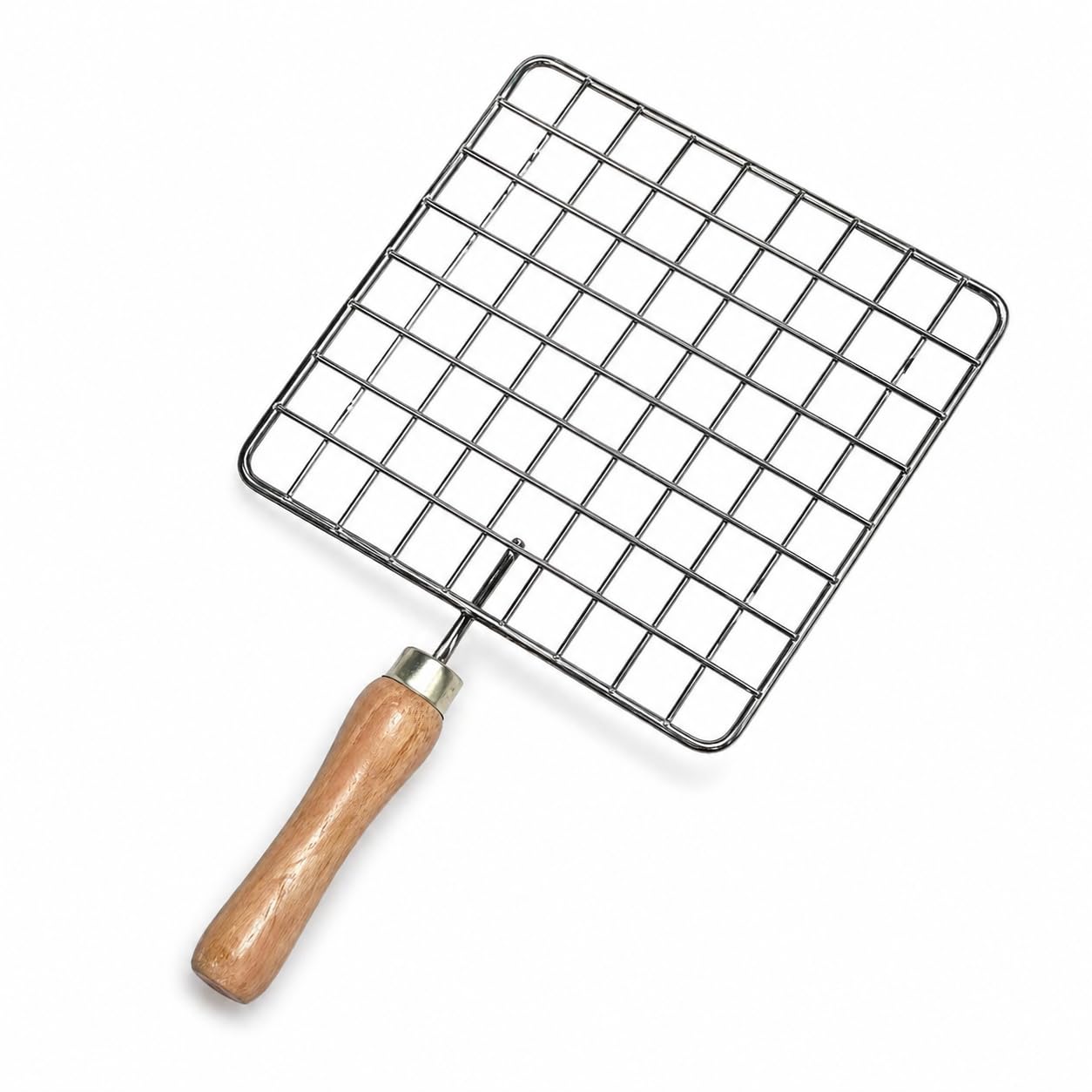 Square Papad Jali with Wooden Handle for Roasting Papad & Roti | Stainless Steel Roasting Mesh Grill | Heat Resistant Handle | Papad Roaster for Gas Stove | Multipurpose Kitchen Tool-image-4