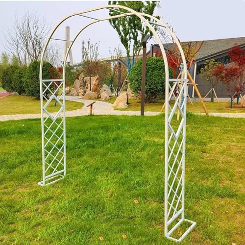 Arche de jardin en acier blanc de 2,8 m pour plantes grimpantes et rosiers de patio