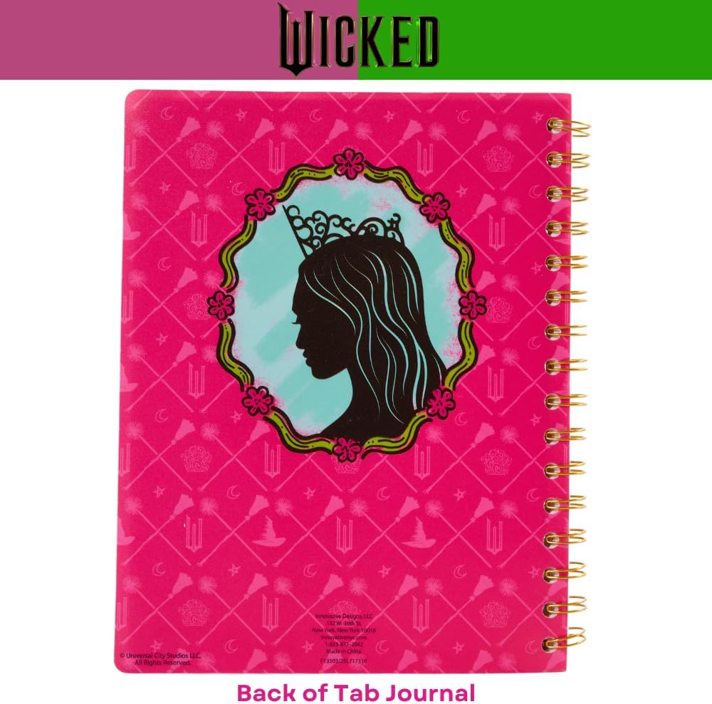 Wicked Tab Journal Notebook, Spiral Bound, 96 Lined Pages, 8 x 7 inches, Glinda