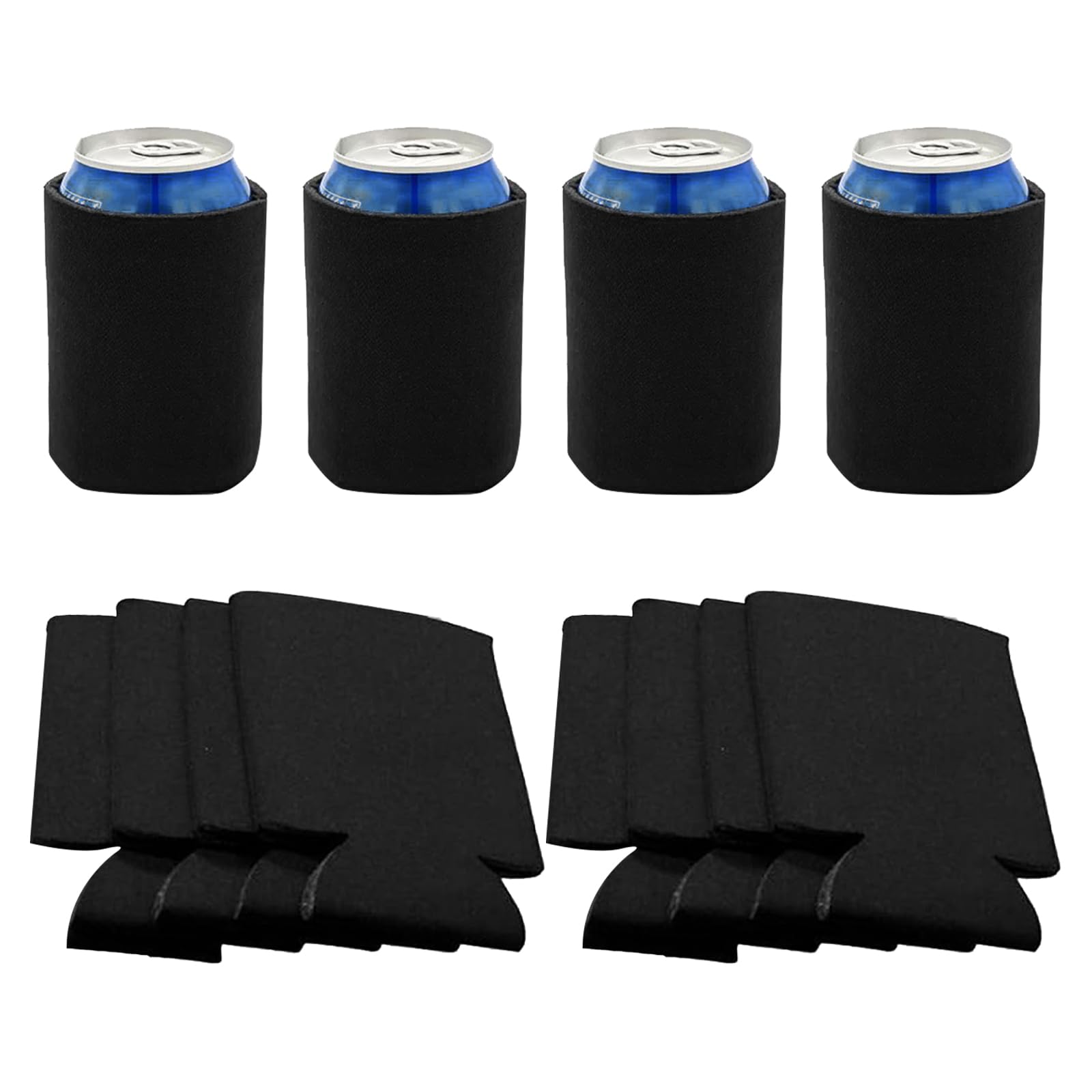 Wjelet 8Pcs Beer Cooler, Black Neoprene Can Coolers, Slip Can Cooler Holder for Beer Coke, Collapsible and Reusable Can Sleeves for Drinks Cans, Ideal for Home, Office, Bar