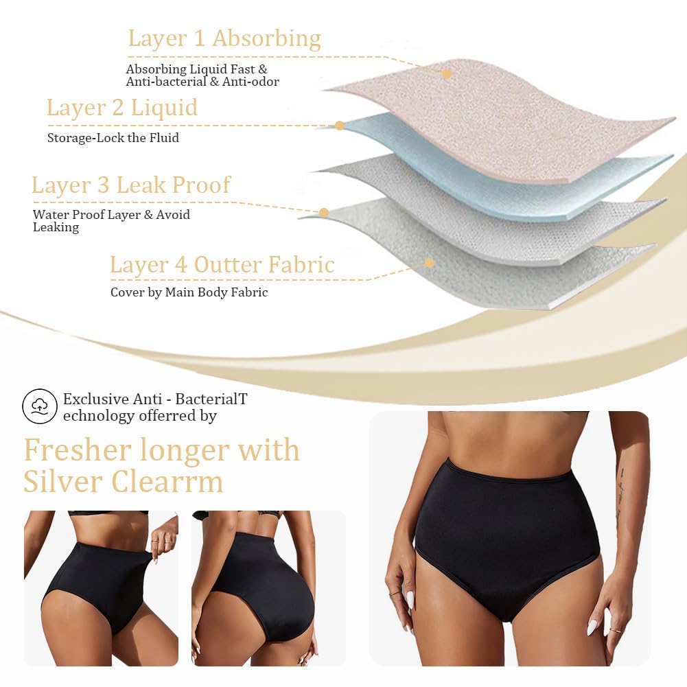 flintronic Spodnie bikini z okresami, S, czarny, S