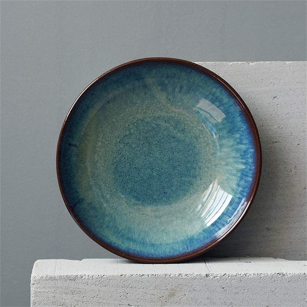 LIXUE Assiette Étoile Creuse en Céramique et Grès pour Pâtes et Salade - 8.5 Pouces Bleu