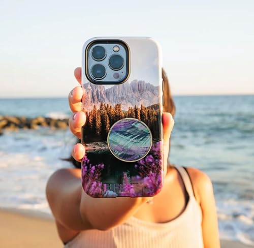 Miniatura 3 de CRYSTALFY Auténtico abulón natural concha de mar de nácar moneda de piedra preciosa expandible plegable para teléfono móvil soporte para teléfono