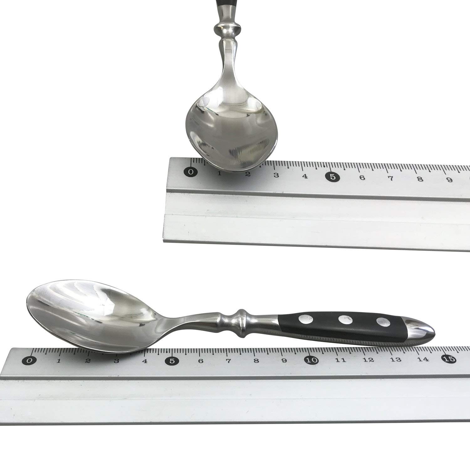 Kerafactum Lot De 6 Cuillères à Café - Design Noir Et Argenté Pour Desserts Et Boissons