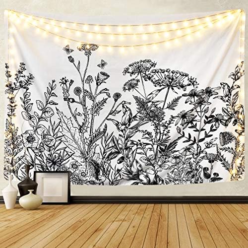 Alishomtll Herbs Plant Wild Flowers Tapestry Wall Hanging Floral Plants Tapestry Nature Scenery Tapestry for Living Room Bedroom Dorm Home Decor