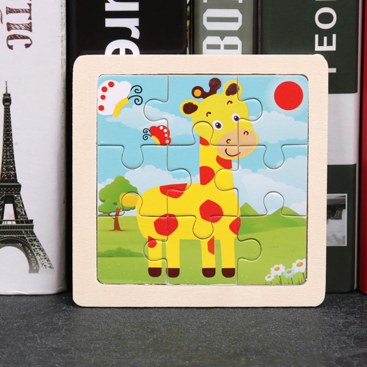 Puzzle en Bois Éducatif Animaux Cartoon 5 Pièces pour Garçon et Filles