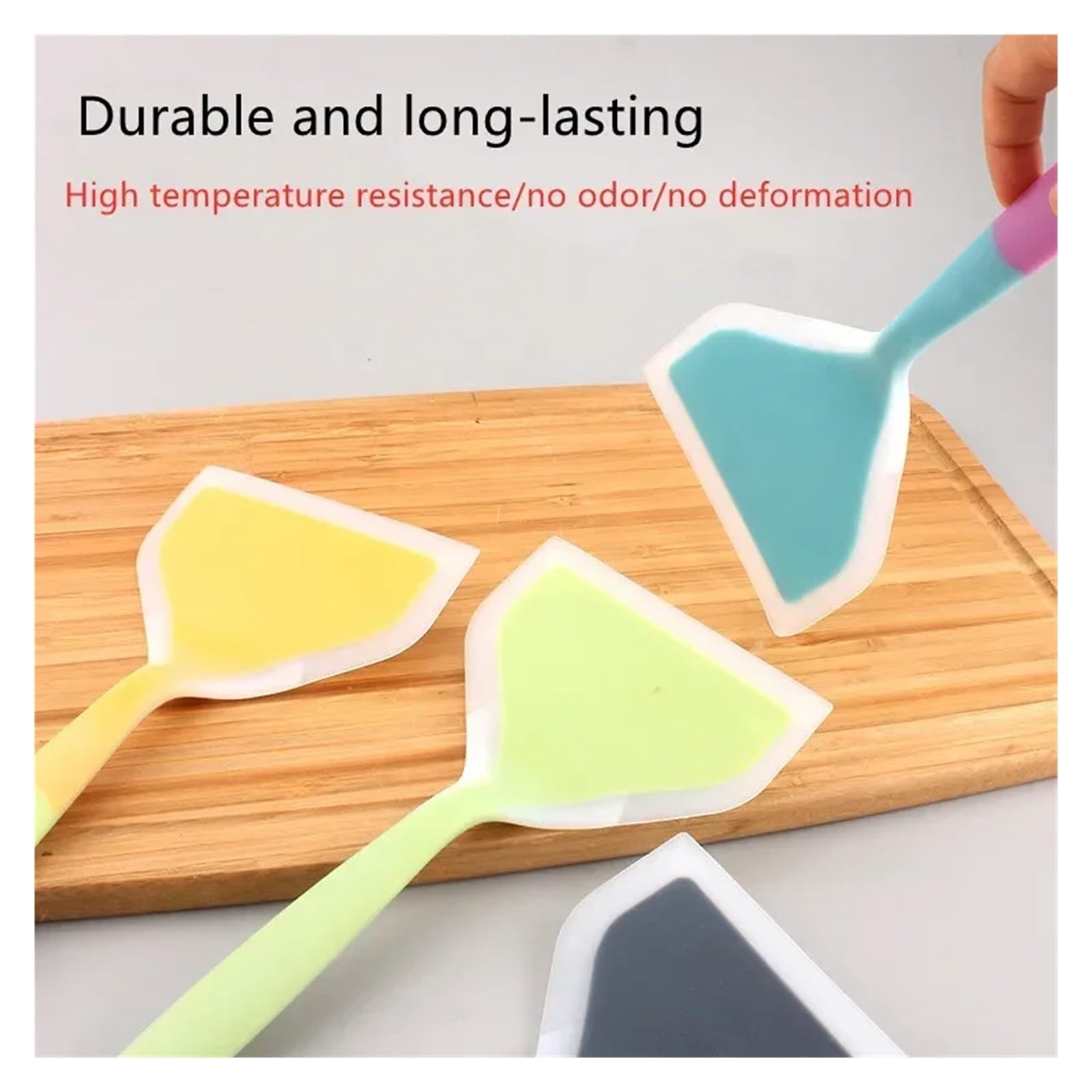 Lot de 8 spatules de cuisine en silicone pour gratter, ramasser et servir – Parfait pour la viande, les œufs et les pizzas