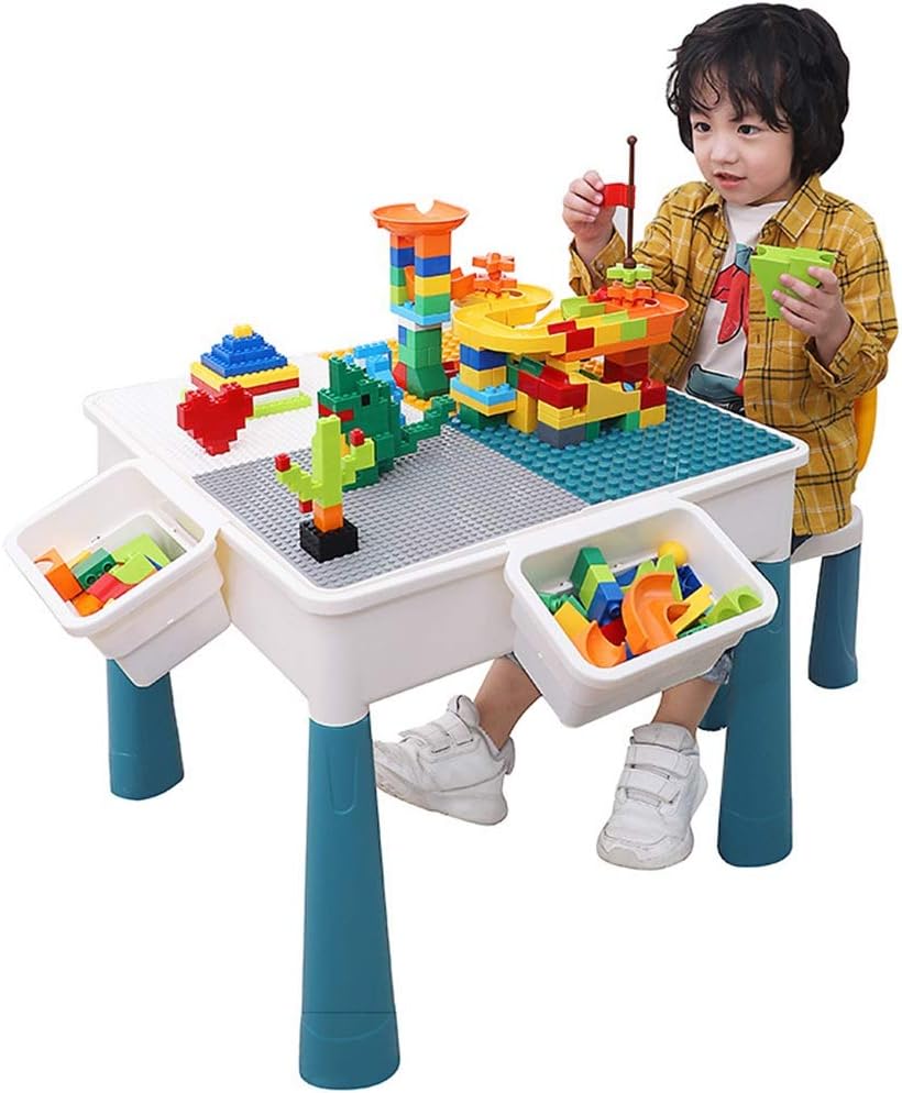 DERTHWER Kids Game Table, Children's Building Blocks Table