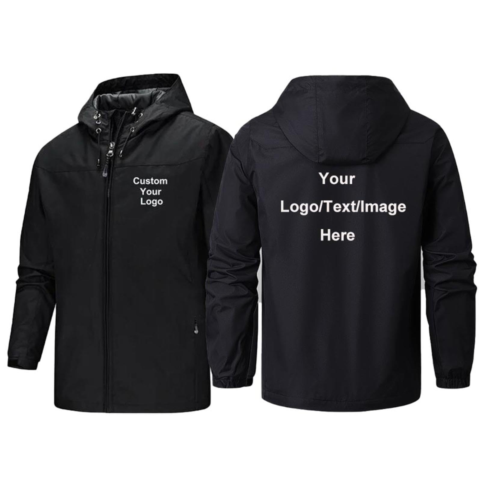 Vestes Personnalisées avec Votre Logo Veste Imperméable Sweat À Capuche et Coupe-Vent avec Texte/Image Personnalisé Manteau De Randonnée De Montagne pour Hommes