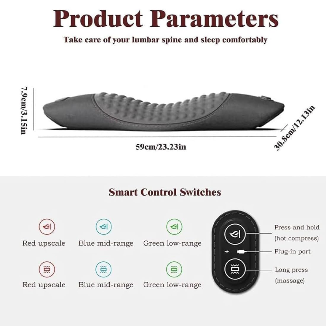 2026 Masseur LombaTech 3 en 1 Décompression Vertébrale à Domicile, Masseur Lombaire Sciatique, Appareil Dos Traction Chauffage Vibrations, Soutien Ergonomique Soulagement Sommeil (Gris Foncé,USB)