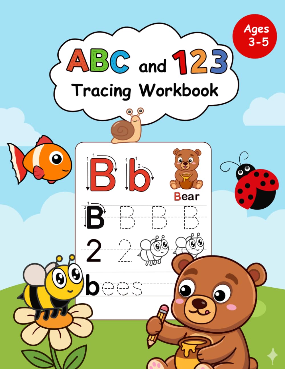 ABC and 123 Tracing Workbook: Tracing and Writing Book for Preschoolers,Kindergarten , Kids Ages 3-5 with Line Practice, Alphabet Letters
