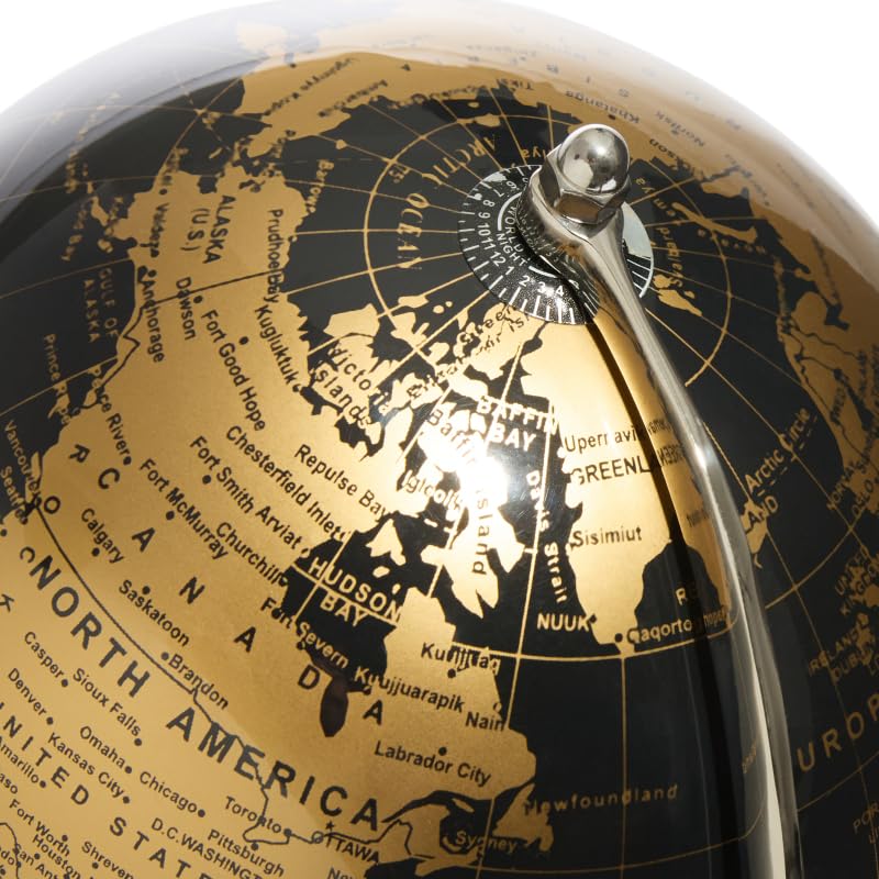 GLOBEDECOR Decorative World Globe on Tripod Stand, 17H x 8D inches, Black and Gold