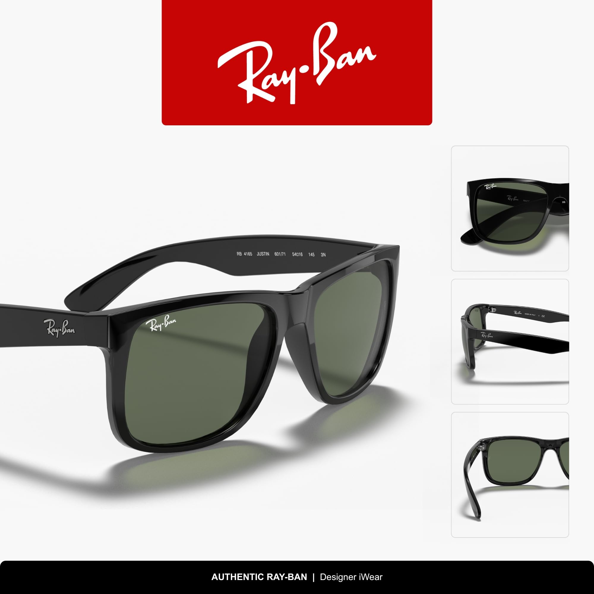 Ray-Ban Unisex Justin Rb4165 C55 okulary przeciwsłoneczne, rozmiar uniwersalny