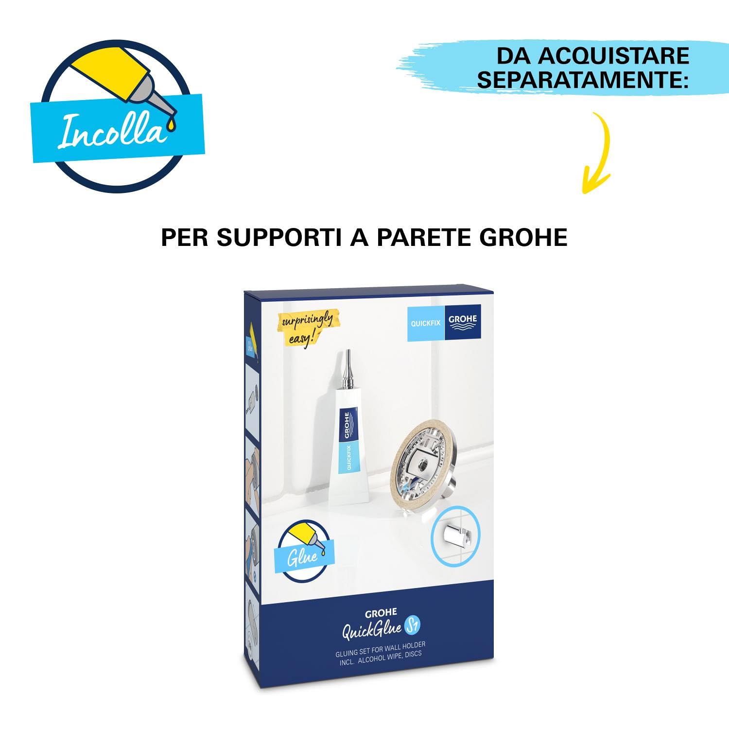 GROHE Tempesta Trigger Spray Set Supporto a Parete (1 getto a pistola, supporto a parete incluso, SpeedClean anticalcare, flessibile antitorcitura), Cromo, 26175001