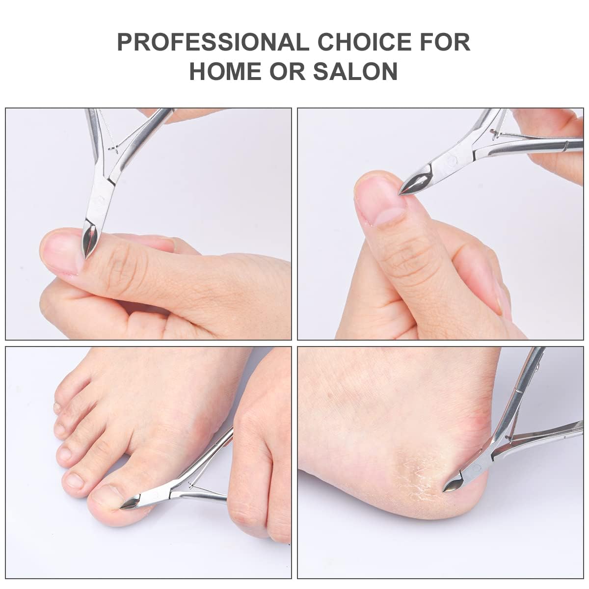 ACWOO Taglia Cuticole Professionale, 4 Pezzi Tronchesi per Cuticole, Tronchese Unghie Acciaio Inox per Unghie Incarnite Spesse Dure, Kit di Strumenti per Manicure con Spingi Cuticole