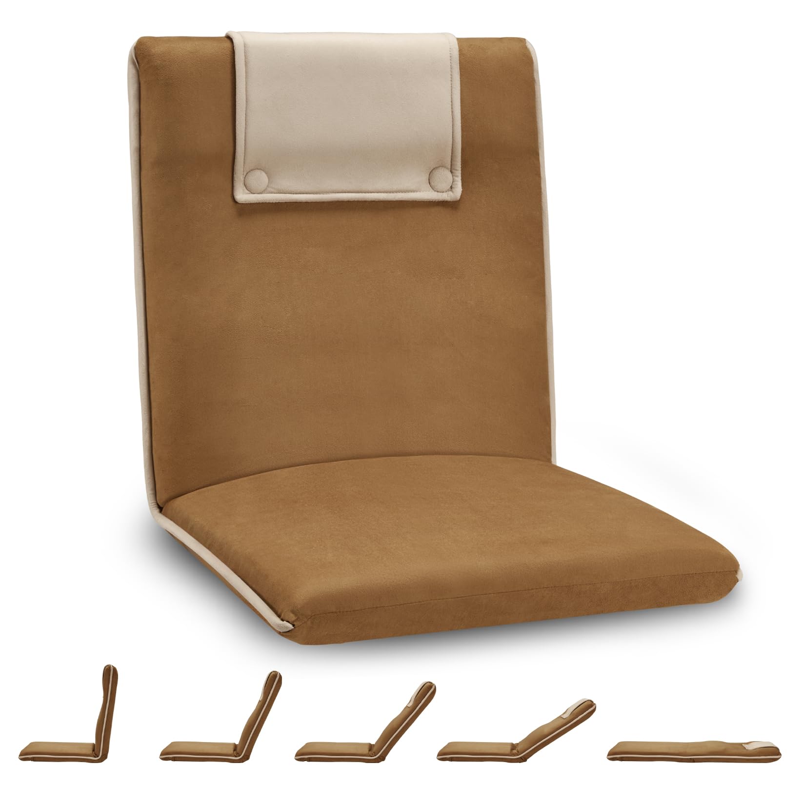 Meditation Chair Padded Floor Chair with 6 Adjustable Positions Back Support Soft Microsuede Fabric Floor Seat Suitable for Living Room, Bedroom,Yoga Room, Coffee