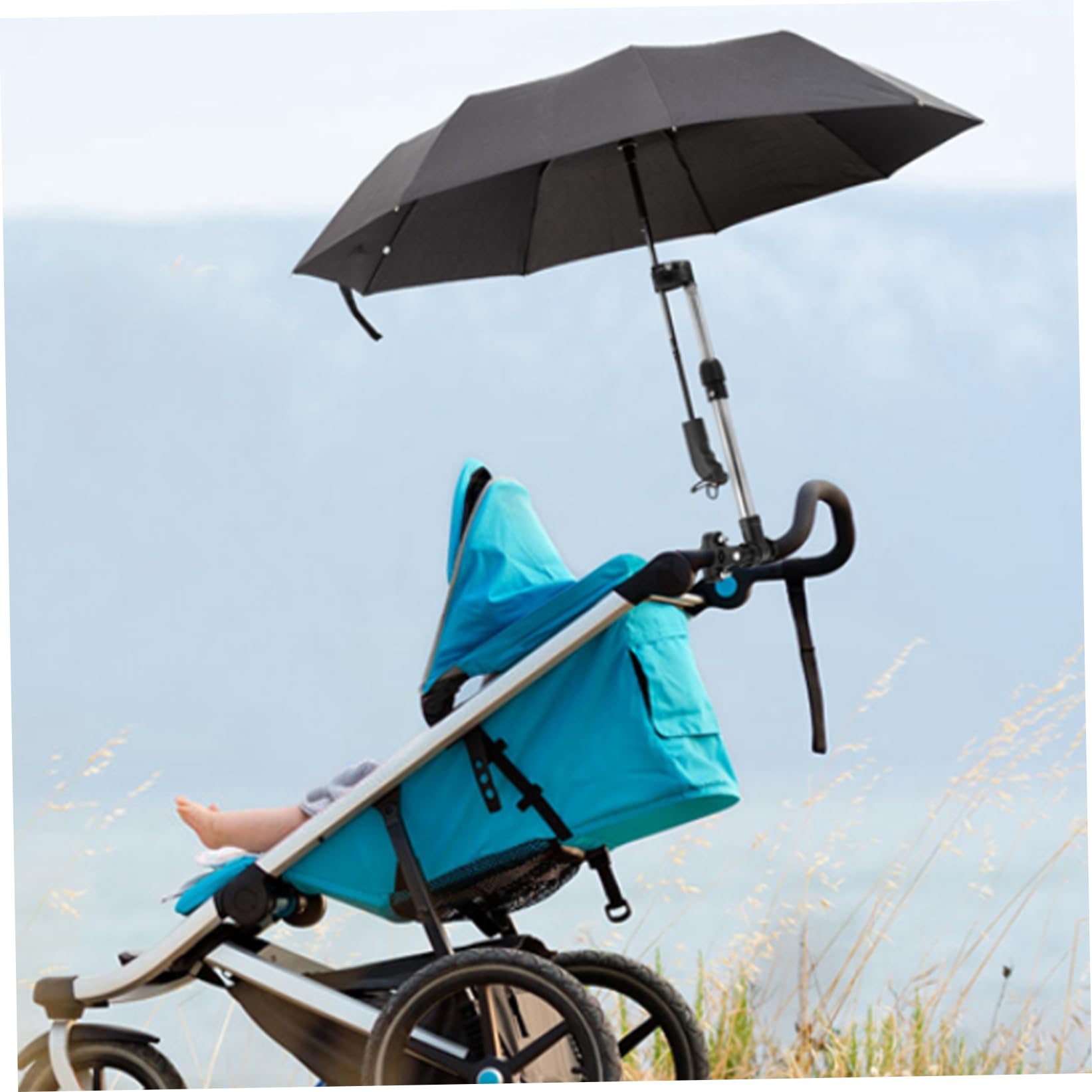 Portaombrelli Universale Per Bici, Passeggino E Sedia A Rotelle - Regolabile 360°, Acciaio Inox - Foto 10