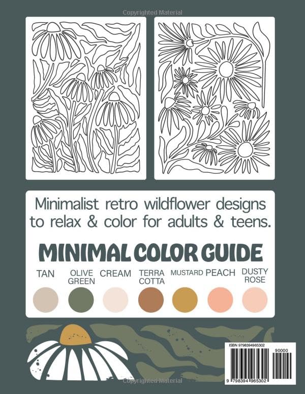 Boho Vintage Floral Coloring Book: Minimal Retro Wildflower Designs to Relax & Color for Adults & Teens - Image 2