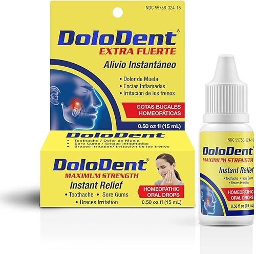 DOLODENT Alivio del dolor dental para adultos  0.5fl oz gotas para el dolor dental  Alivio natural del dolor oral para dolores de muelas, dolor de disponible en Yaxa Colombia