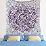 Bless International Moon and Star Tapestry Clouds Tapestries Black Tapestry Psychedelic Mountain Tapestry for Room ((54 X 84 inches))