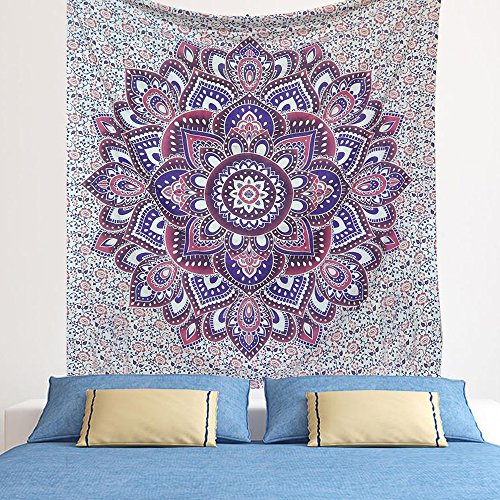 Bless International Moon and Star Tapestry Clouds Tapestries Black Tapestry Psychedelic Mountain Tapestry for Room ((54 X 84 inches))