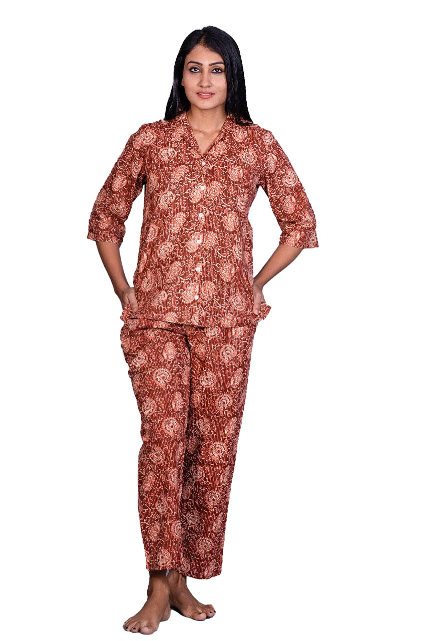 Pink Anura Women's Cotton Solid Orange Cotton Night Suits (Pack of 1) (XL)