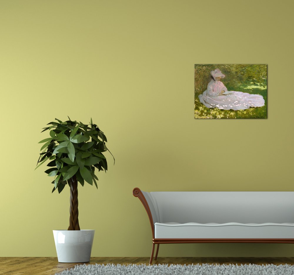 Bilderdepot24 Bild auf Leinwand | Claude Monet - Die Lesende in 80x60 cm als Wandbild | Wand-deko Dekoration Wohnung alte Meister | NEU-180214-80x60-dl