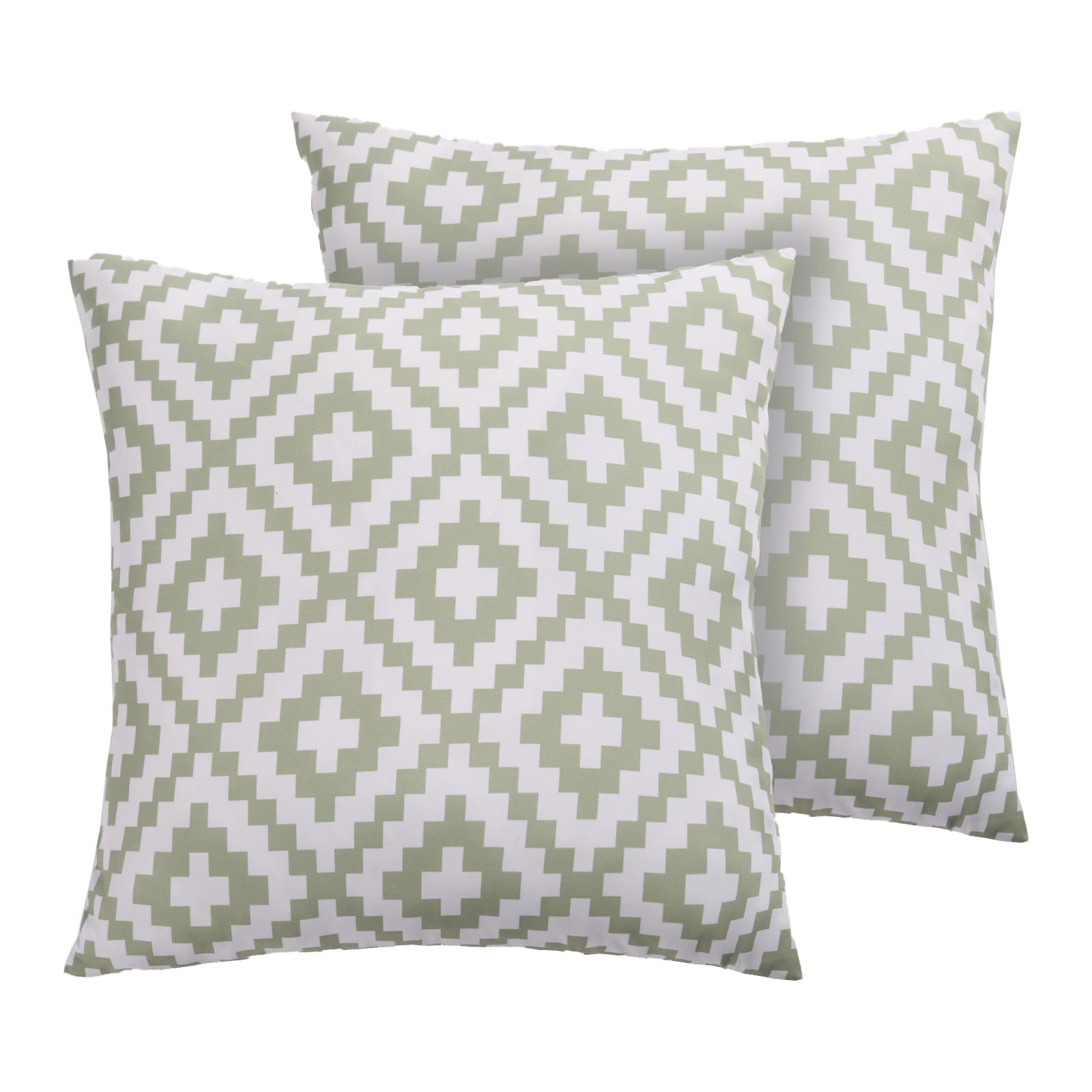 OHS Outdoor Cushions Waterproof Decorative Geometric Outdoor Cushion Covers 45 x 45 Set of 2 Super Soft Patio Garden Cushions Home Decor Throw Pillow Covers with Invisible Zipper, Sage/White