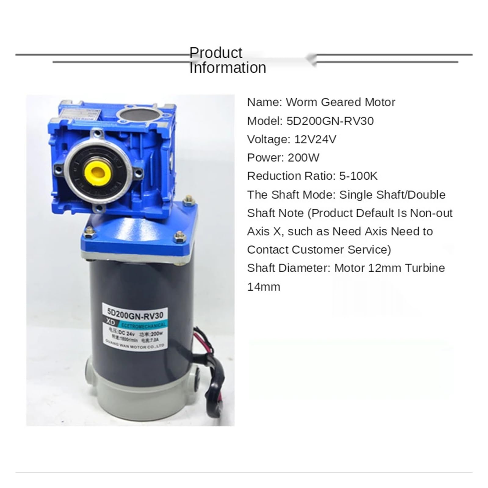 200W 12V 24V Radschnecken-Gleichstromgetriebemotor Hohes Drehmoment Vorwärts- und Rückwärtsdrehzahlregler RV30 für Boot, Auto, Ventilator, Haushaltsgerät(420rpm,24V)