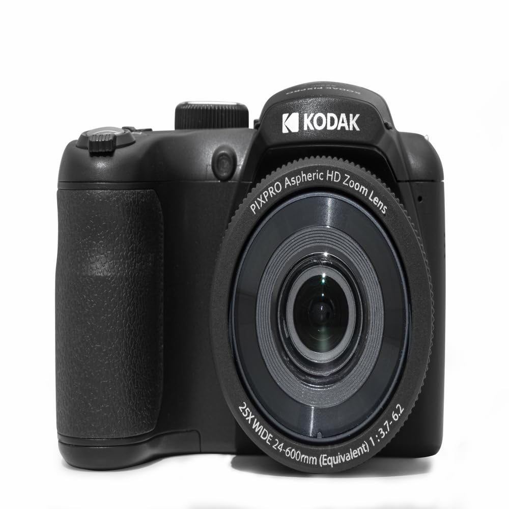 KODAK Pack Pixpro AZ255 + Carte Mémoire SD 32Go - Appareil Photo Bridge Numérique Astro Zoom 16MP, Zoom Optique 25X, Stabilisateur, Video Full HD, Grand Angle 24 mm, Ecran LCD 3 '', Pile AA - Noir