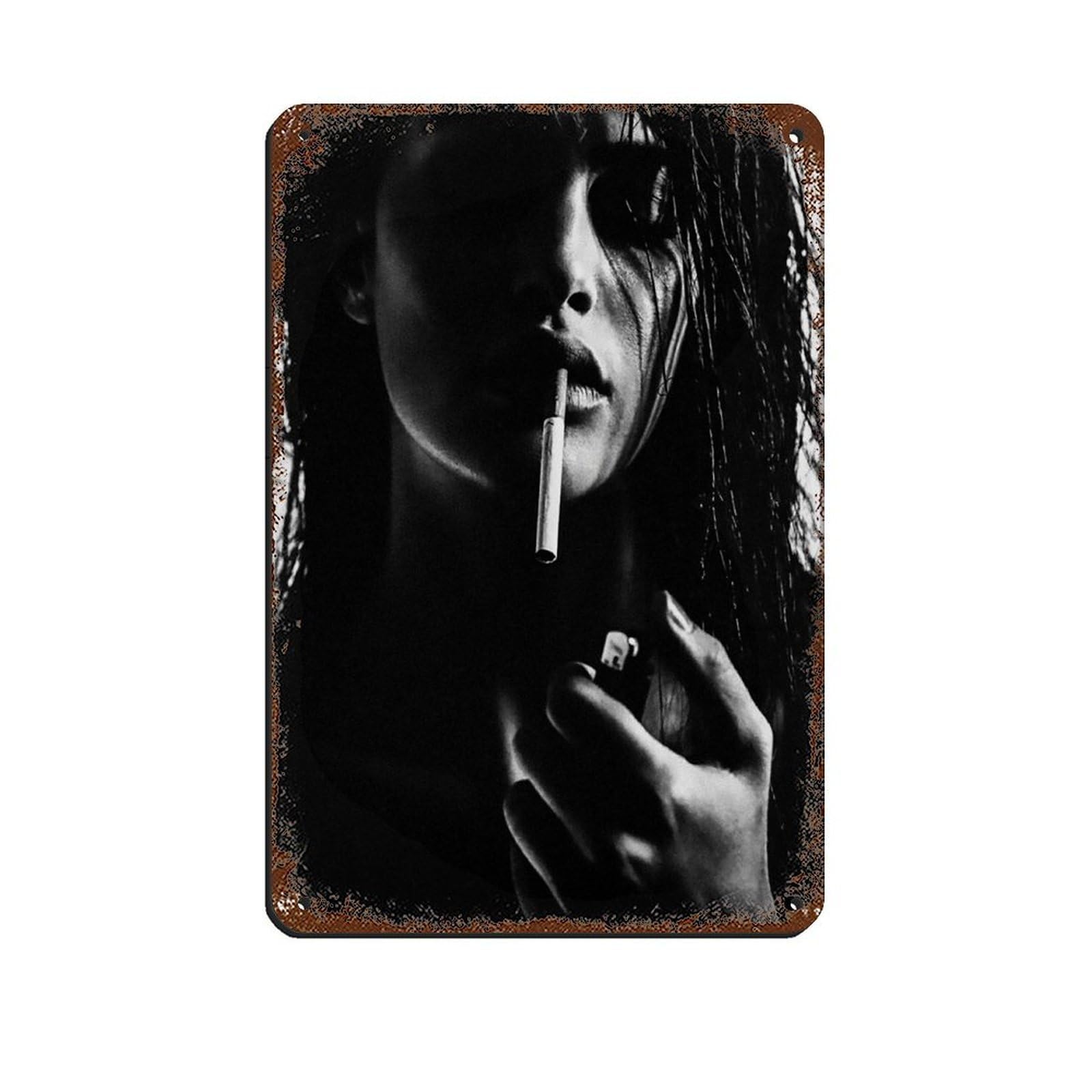 Woman Smoking, Feminist Poster Retro Poster Metal Tin Sign Chic Art Retro Iron Painting Bar People Cave Cafe Family Garage Poster Wall Decoration 8x12inch(20x30cm)